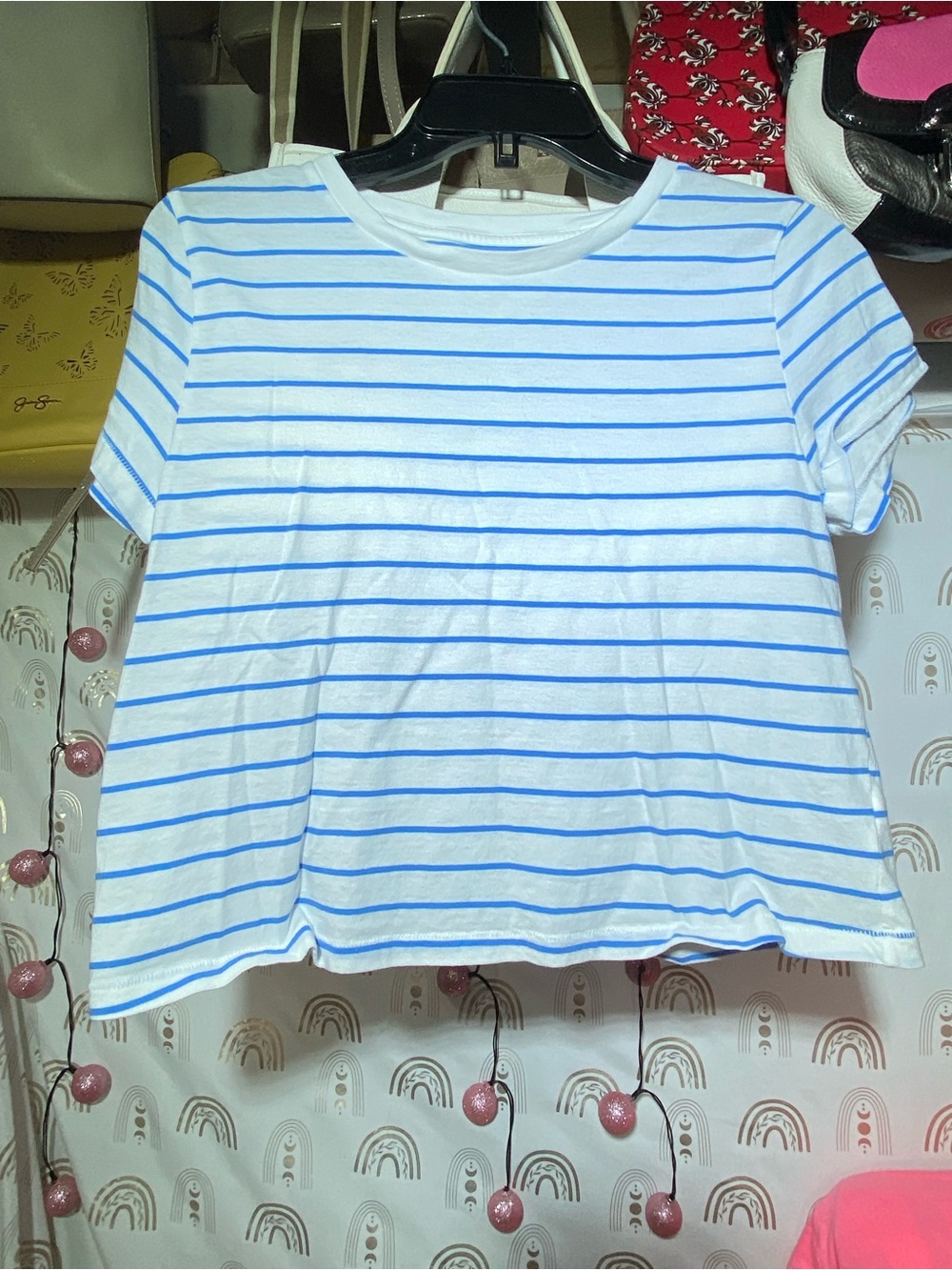 Universal Thread White Tee with Blue Stripes